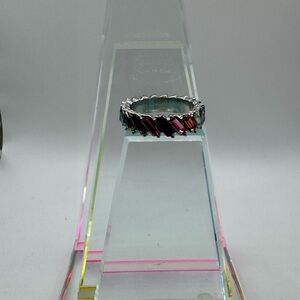Stainless Steel and Multicolored Crystal Ring SZ 8 NEW‎